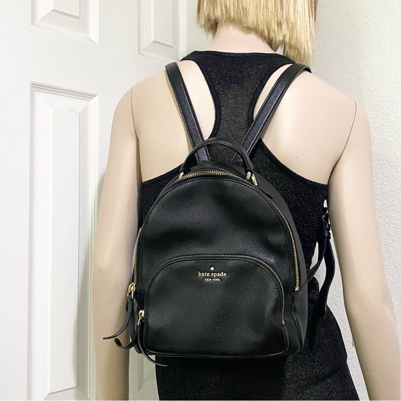 KATE SPADE Jackson Pebbled Leather Black Medium Backpack 9”X9”X4.5” - Picture 2 of 16